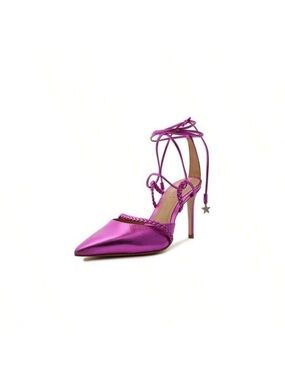 SCHUTZ Metallic Fuchsia Pointed-Toe Lace-Up Stiletto